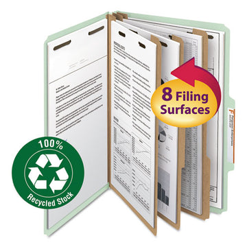 Smead® 100% Recycled Pressboard Classification Folders, 3 Dividers, Legal Size, Gray-green, 10-box freeshipping - TVN Wholesale